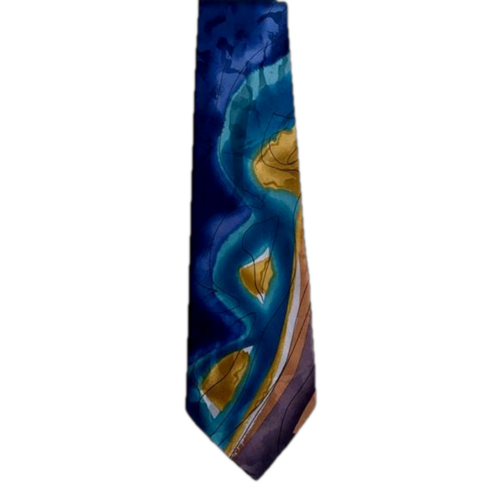 Jerry Garcia Mens Silk Tie Smoke Signal Abstract Pattern Collection‎ 41 Blue